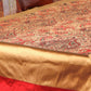 Brocade Table Cover with Self Textured Pattern with Golden/Red Border with Golden Tassels - 52in x 84in