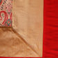 Brocade Table Cover with Self Textured Pattern with Golden/Red Border with Golden Tassels - 52in x 84in
