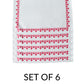 Printed Placemat/Tablemats and Napkins Set | Dinner Table Mats/Napkins | Cotton Blend - White and Red | Set of 6 Mats 13x18 in & Set of 6 Dining Napkins 16x16in | (33x48 cms, 40x40 cms)