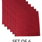 set of 6 dinner cotton napkins in red and white contrast colors - 16x16 inch