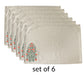 set of 6 embroidered dinner tablemats in beige color - 13x19 inch