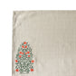 closeup of floral embroidered dining table mats in beige and rust color combo - 13x19 inch