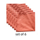 set of 6 dinner cotton napkins in chawal taka embroidery in beige and rust color combo - 16x16 inch