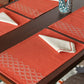 embroidered dinner table placemats and embroidered napkins in rust and beige contrast colors - 13x19 inch 