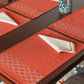 Embroidered Placemat/Tablemats and Napkins Set | Dinner Table Mats/Napkins | Polycanvas - Rust | Set of 6 Mats 13x19 in & Set of 6 Dining Napkins 16x16in | (33x48 cms, 40x40 cms)