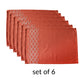 Embroidered Placemat/Tablemats and Napkins Set | Dinner Table Mats/Napkins | Polycanvas - Rust | Set of 6 Mats 13x19 in & Set of 6 Dining Napkins 16x16in | (33x48 cms, 40x40 cms)
