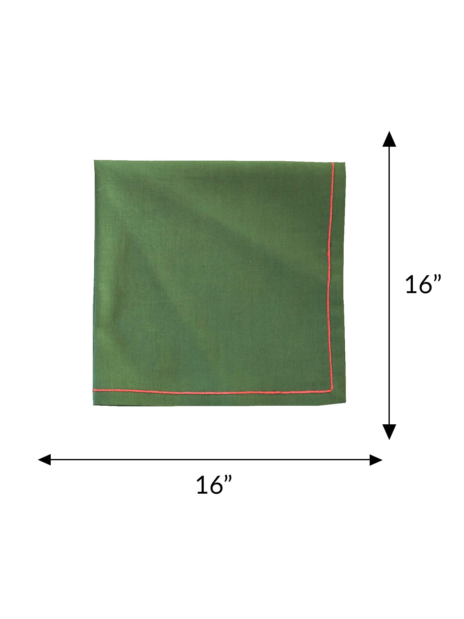 embroidered dinner napkin in green and pink shades - 16x16 inch
