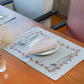 Embroidered Placemat/Tablemats and Napkins Set Polycanvas - Beige Set of 6 Mats 13x19 in & 6 Napkins 16x16in (33x48 cms, 40x40 cms)