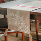 beige table runner with floral embroidery with lace and tassels for 6 seater dining table - 12x84 inch