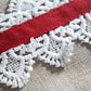 closeup of lace on beige table runner for 6 seater dining table - 12x84 inch