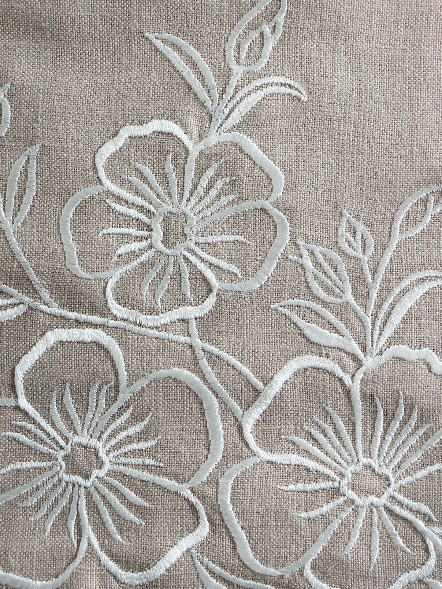 floral embroidery on beige table runner for 6 seater dining table - 12x84 inch