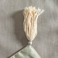 Table Runner 2 Tone Leaves Embroidered with Tassels | Beige - 12in X 84in