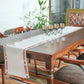 red embroidered classic white table runner for 6 seater dining table - 12x84 inches