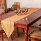 Brocade Table Runner with Checkered Pattern with Tassles | Orange - 12in X 84in