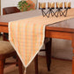 Brocade Table Runner with Checkered Pattern with Tassles | Orange - 12in X 84in