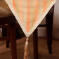 Brocade Table Runner with Checkered Pattern with Tassles | Orange - 12in X 84in