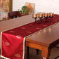 Table Runner with Butti Block Print and Contrast Flange Border | Red - 12in X 84in