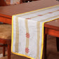 Table Runner with Block Print and Flange Border | Silver - 12in X 84in