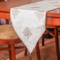 Brocade Silk Table Runner with Golden Block Print and Golden Tassles | Off White - 12in X 84in