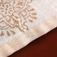 Brocade Silk Table Runner with Golden Block Print and Golden Tassles | Off White - 12in X 84in