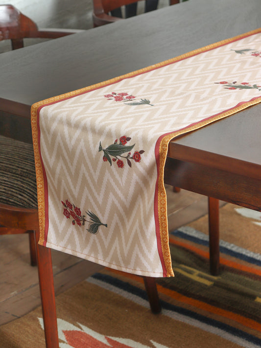 Table Runner with Floral Print | Polycanvas - Multicolor | 4 Seater / 6 Seater Table Runner Cloth, Table Runner for Living Room, Dining Table - 30 x 210 cms; 12 x 84 inches