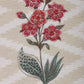 closeup of floral print on peach table runner for 6 seater dining table - 12x84 inch