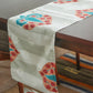 hand embroidered table runner on printed motif for 6 seater dining table - 12x84 inch