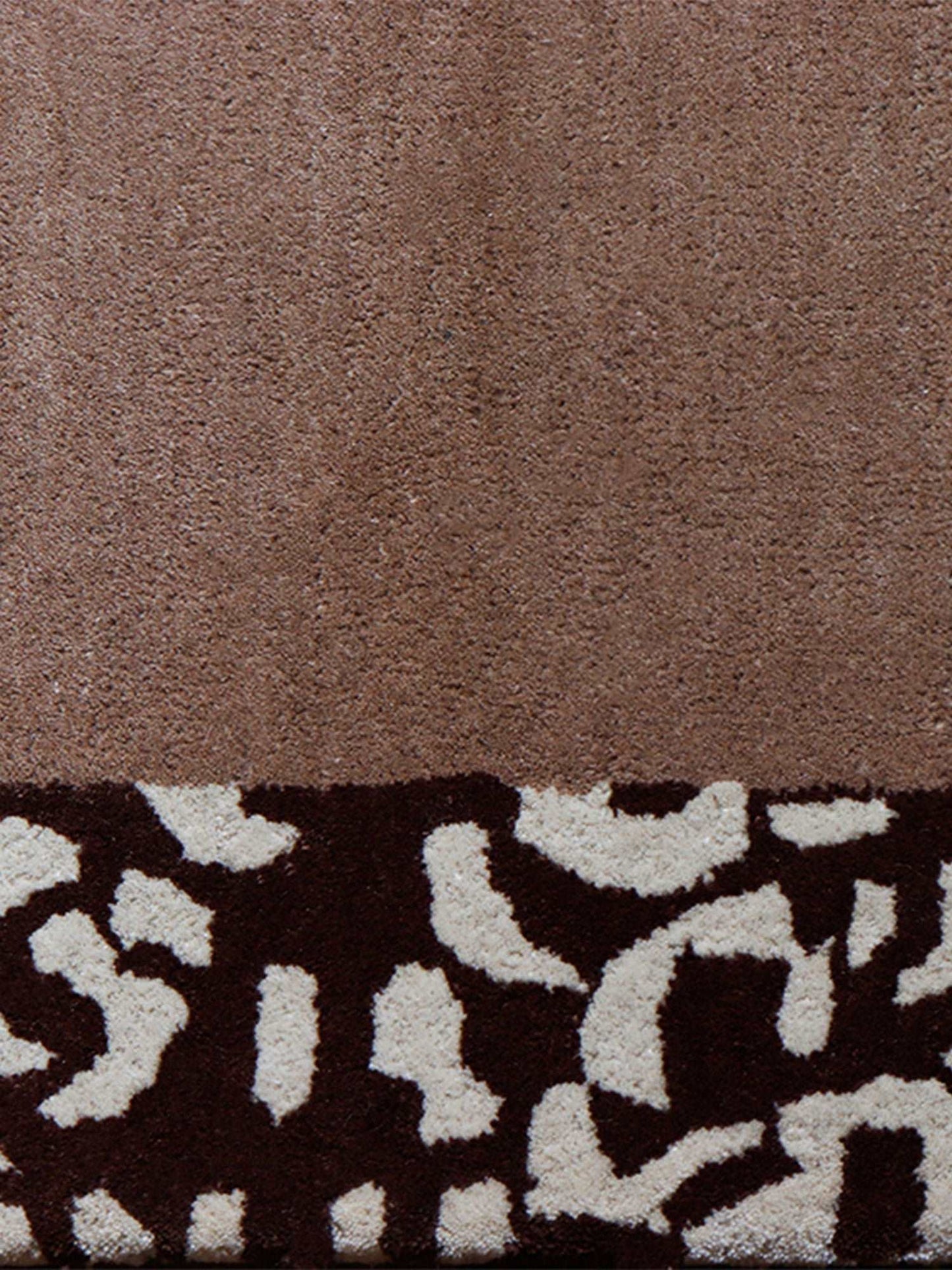 Carpet Hand Tufted 100% Woollen Border Beige And Brown Leopard  - 4ft X 6ft