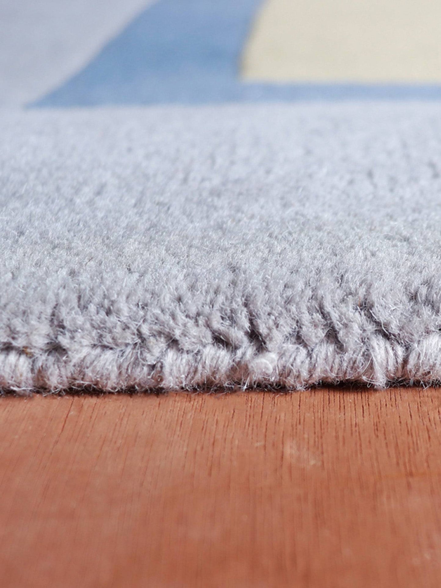 Carpet Hand Tufted 100% Woollen Modern Border Stripes Beige, Blue And Yellow - 4ft X 6ft