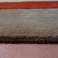 Carpet Hand Tufted 100% Woollen Beige,Rust And Brown Border Stripes - 4ft X 6ft