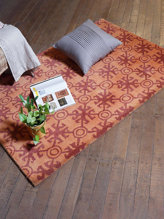 Carpet Hand Tufted 100% Woollen Rust Cuban Tile - 4ft X 6ft