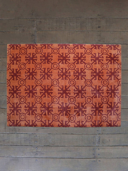 Carpet Hand Tufted 100% Woollen Rust Cuban Tile - 4ft X 6ft