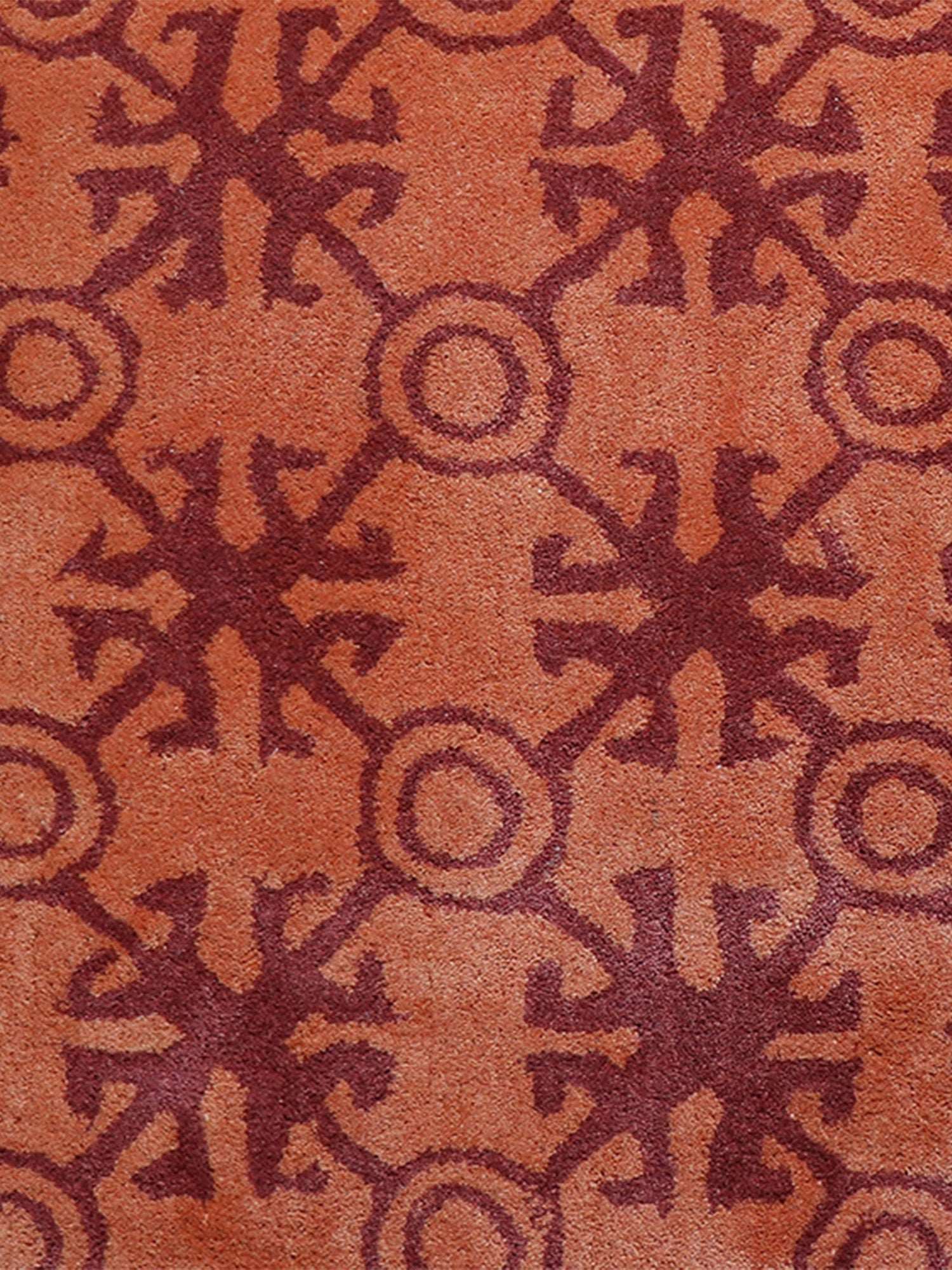 Carpet Hand Tufted 100% Woollen Rust Cuban Tile - 4ft X 6ft