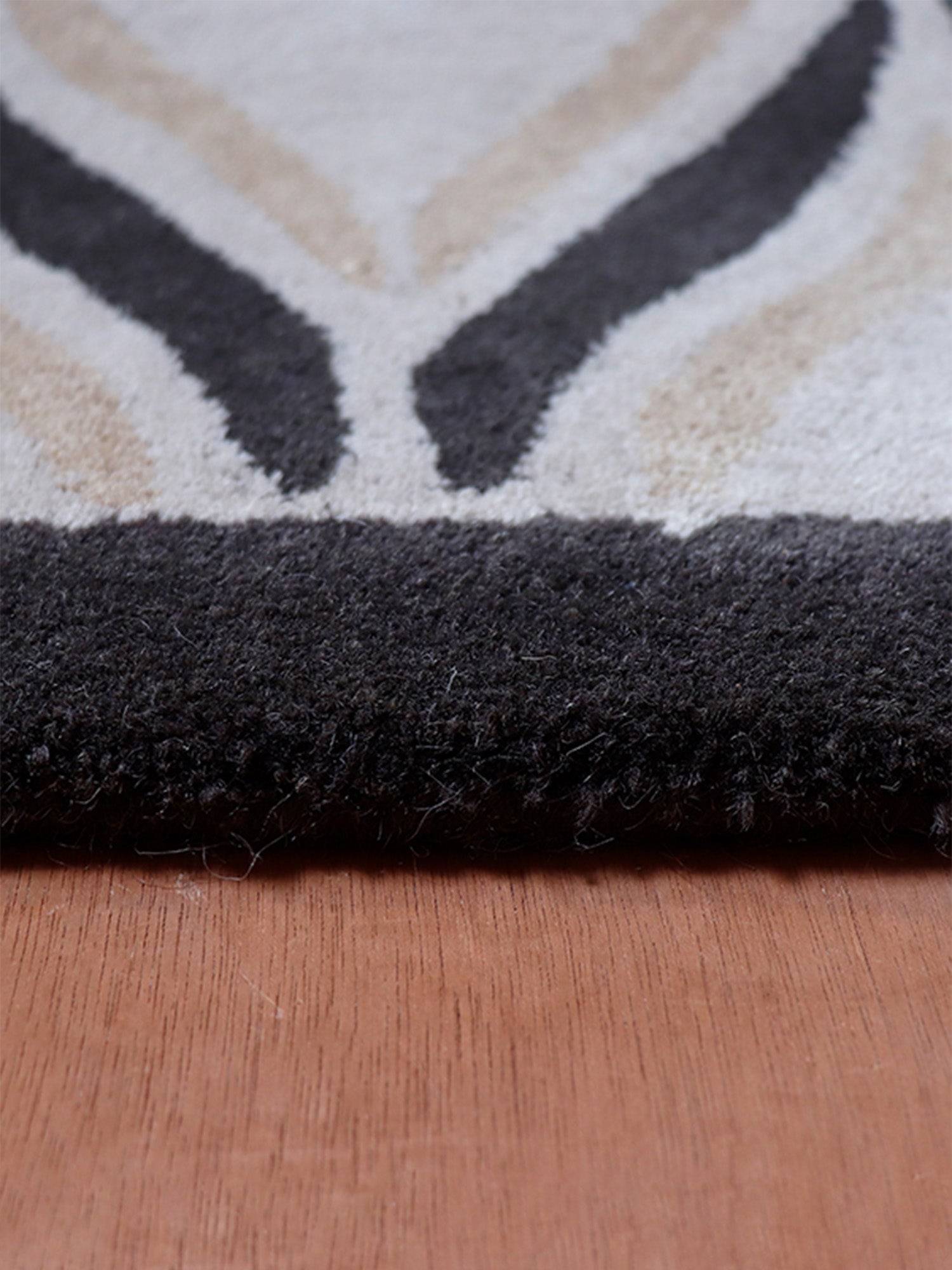 Carpet Hand Tufted 100% Woollen Beige And Brown Ogee - 4ft X 6ft