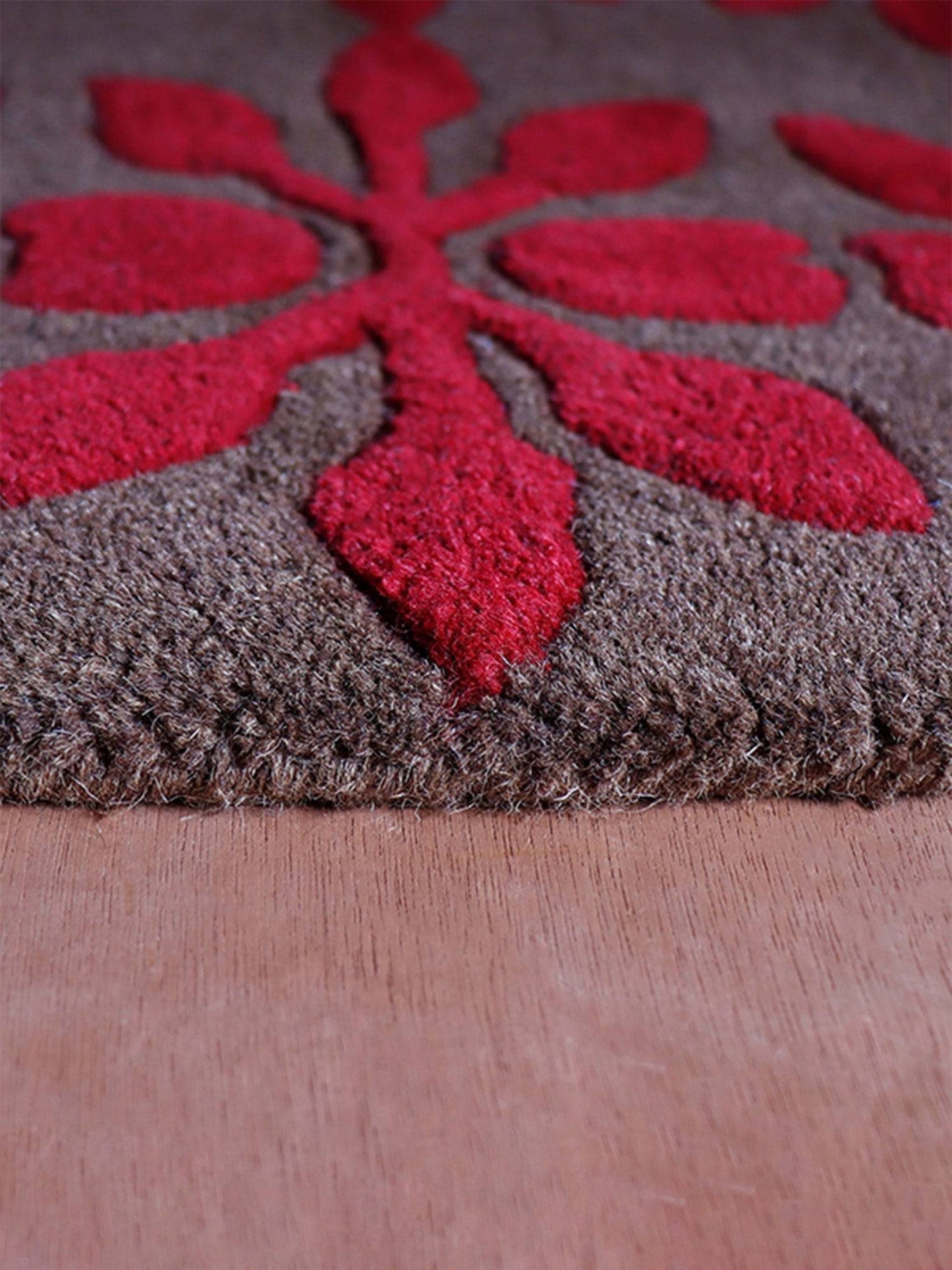 Carpet Hand Tufted 100% Woollen Red And Maroon Transitional  - 4ft X 6ft
