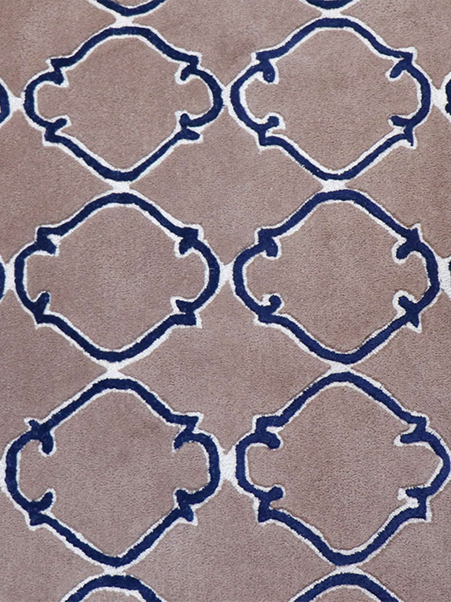 Carpet Hand Tufted 100% Woollen Grey And Blue Moorish Jaali - 4ft X 6ft
