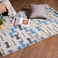 Carpet Hand Tufted 100% Woollen Grey And Blue Abstract Pebble Tile  - 4ft X 6ft