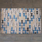 Carpet Hand Tufted 100% Woollen Grey And Blue Abstract Pebble Tile  - 4ft X 6ft
