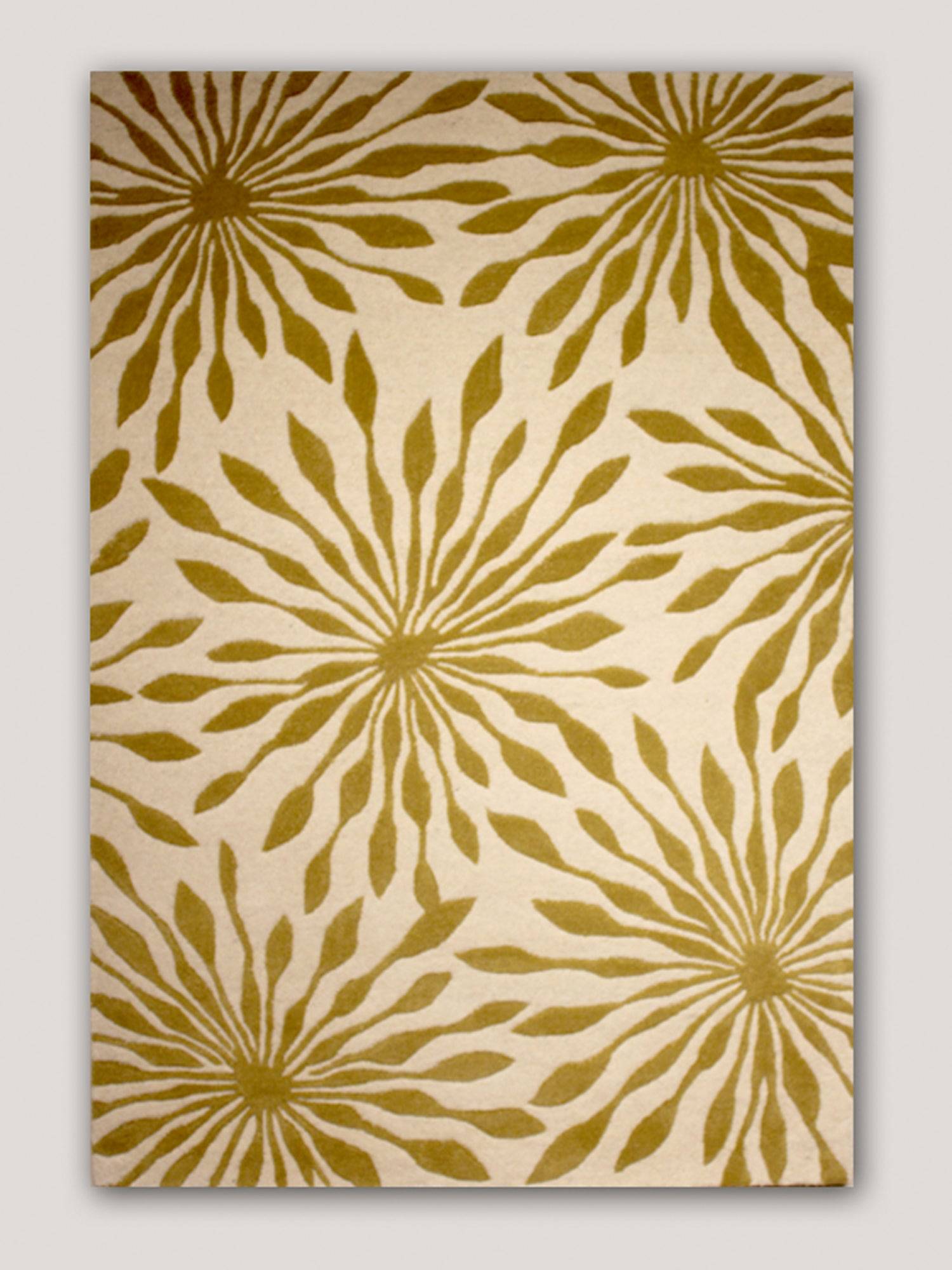 Carpet Hand Tufted 100% Woollen Gold Off White - 4ft X 6ft