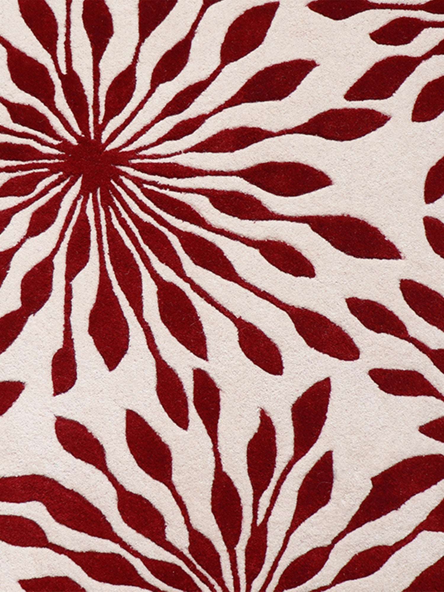 Carpet Hand Tufted 100% Woollen Floral Decadence Wine Red - 4ft X 6ft