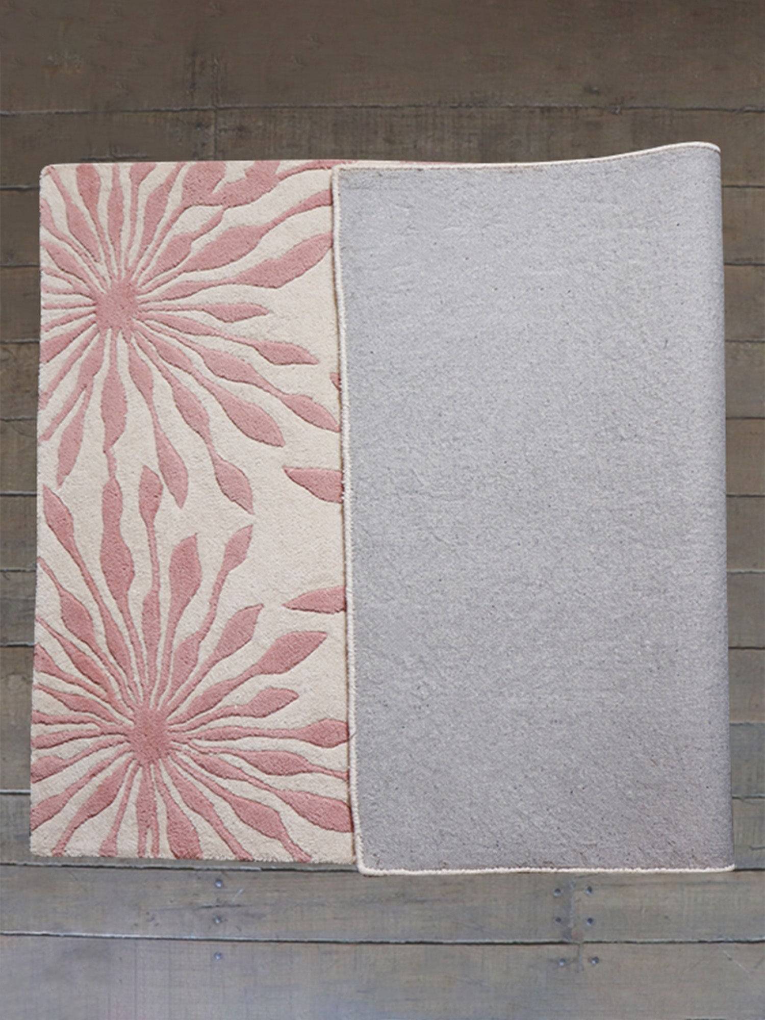 Carpet Hand Tufted 100% Woollen Pink Floral Decadence- 4ft X 6ft
