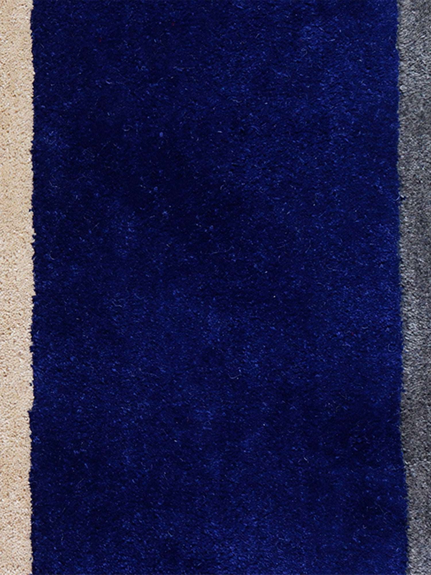 Carpet Hand Tufted 100% Woollen Off White Navy Grey Stripes Nautical - 4ft X 6ft