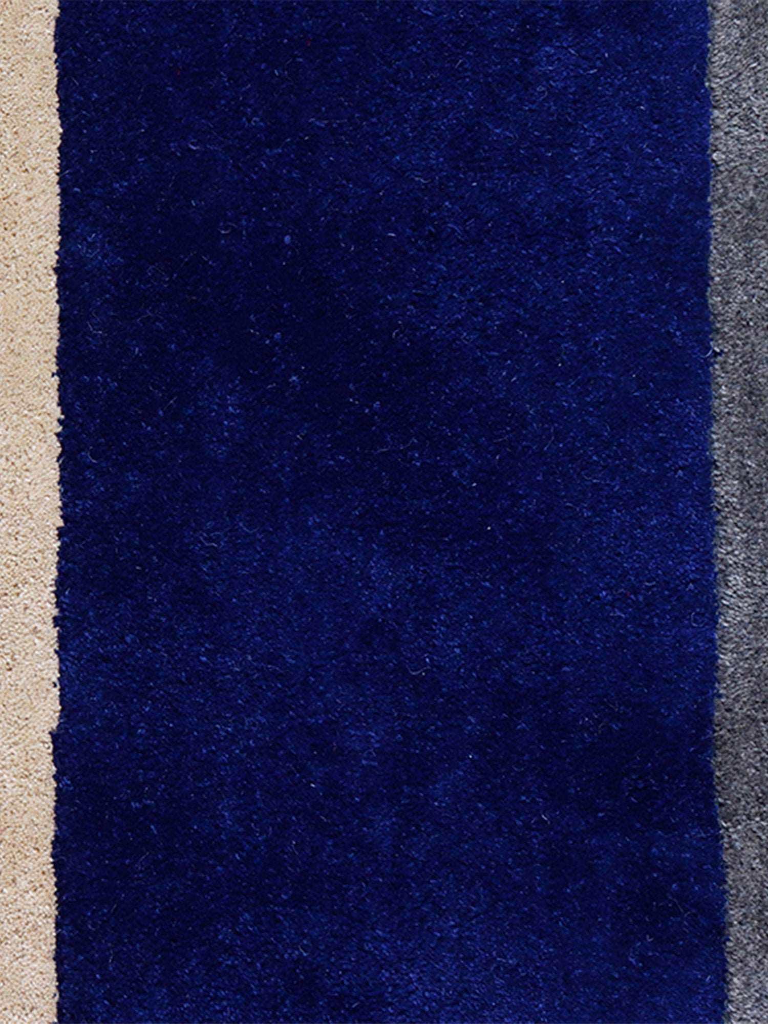 Carpet Hand Tufted 100% Woollen Off White Navy Grey Stripes Nautical - 4ft X 6ft