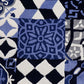 Carpet Hand Tufted 100% Woollen Tile Patchwark Off White Blue - 4ft X 6ft