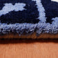 Carpet Hand Tufted 100% Woollen Tile Patchwark Off White Blue - 4ft X 6ft