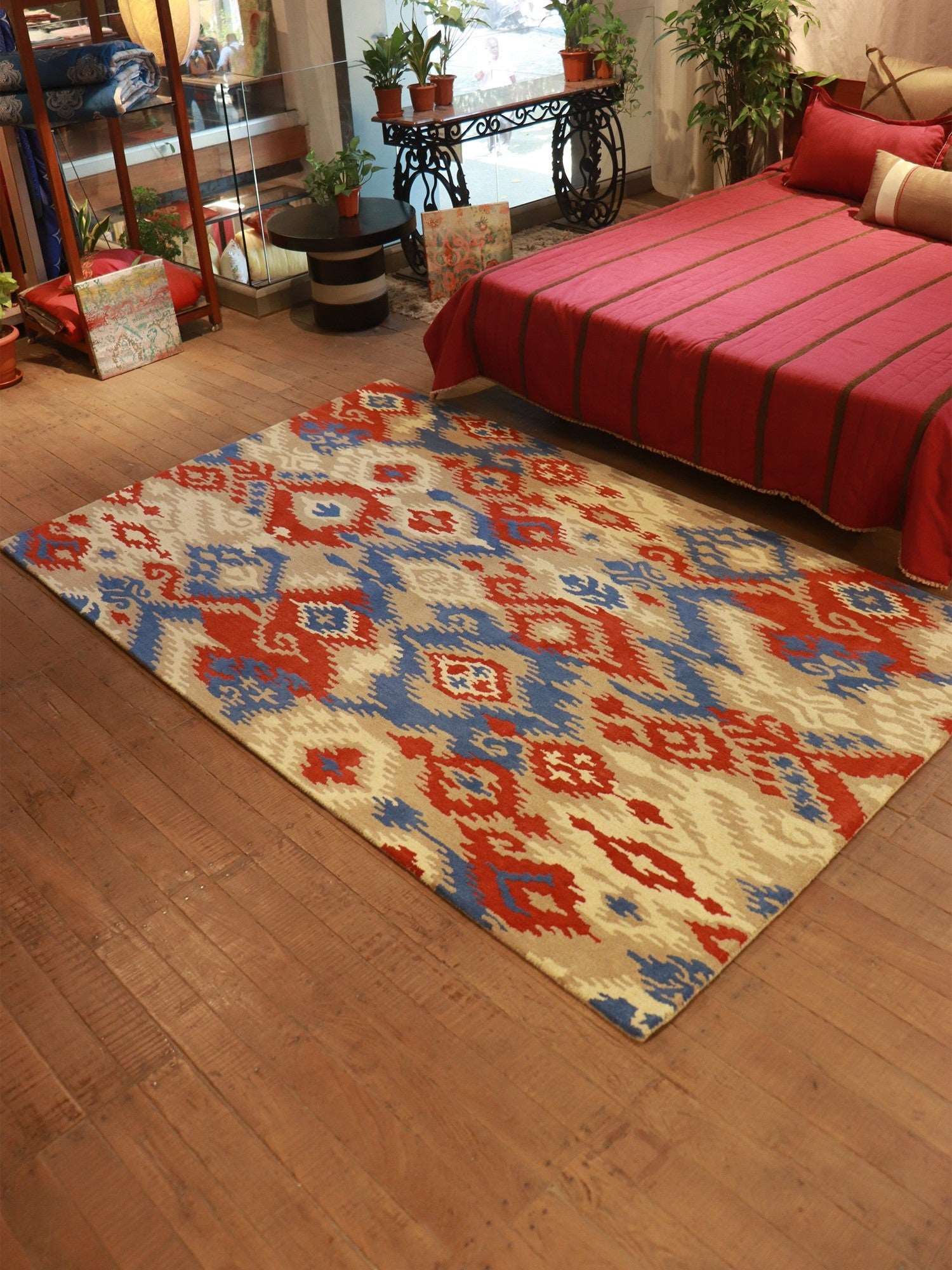 Carpet Hand Tufted 100% Woollen Ikat Multi - 5 X 7 Feet