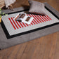 Carpet Hand Tufted 100% Woollen Grey Blue Pink Border Stripes - 4ft X 6ft
