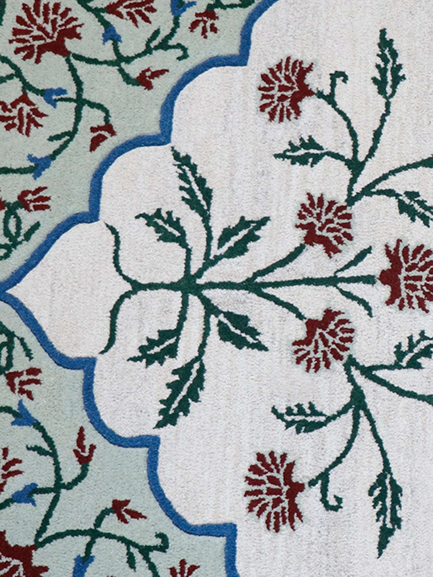 Carpet Hand Tufted 100% Woollen Mushroom, Rust And Aqua - 4ft X 6ft