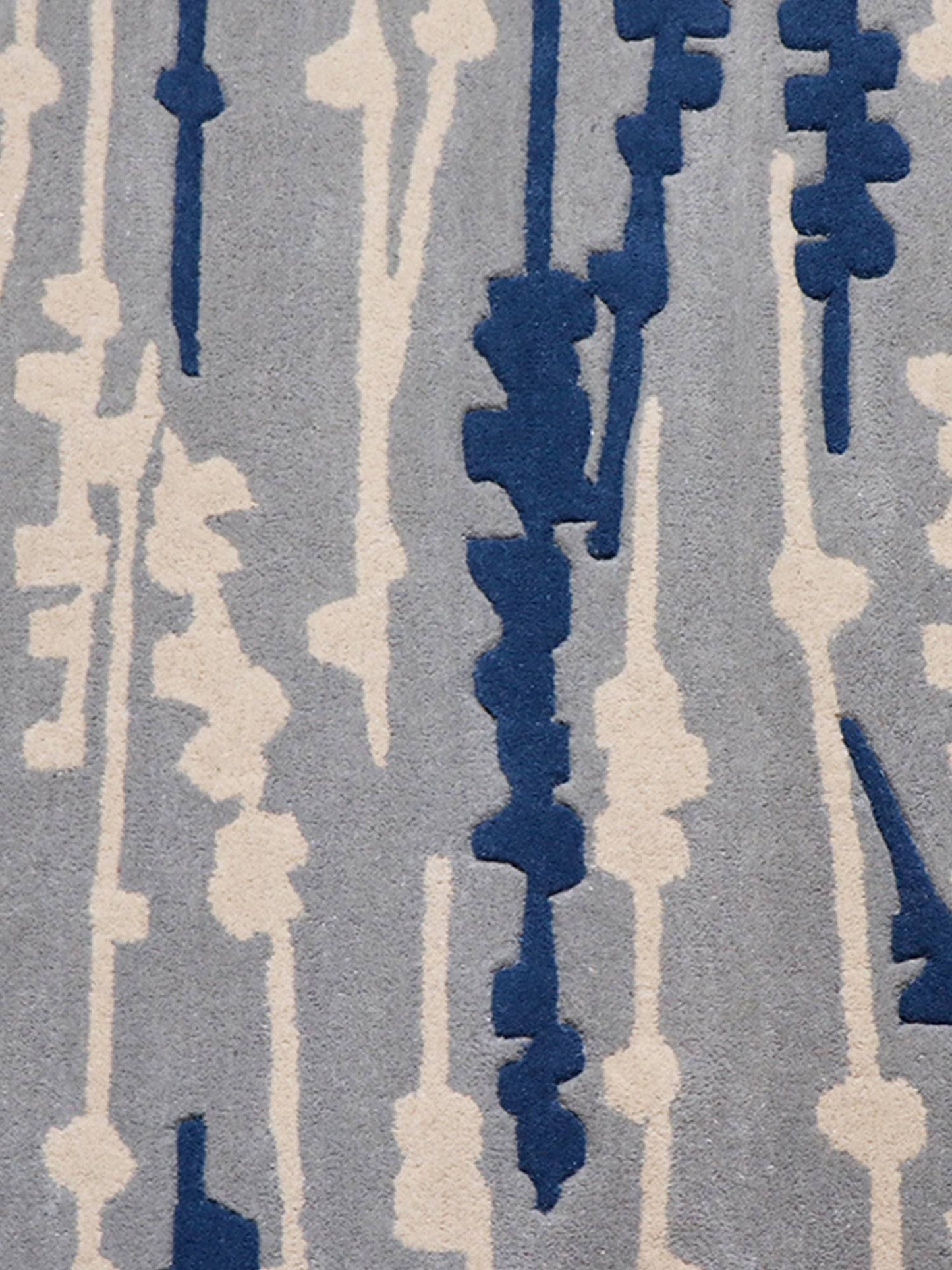 Carpet Hand Tufted 100% Woollen Grey Floral Bud Shadow - 4ft X 6ft