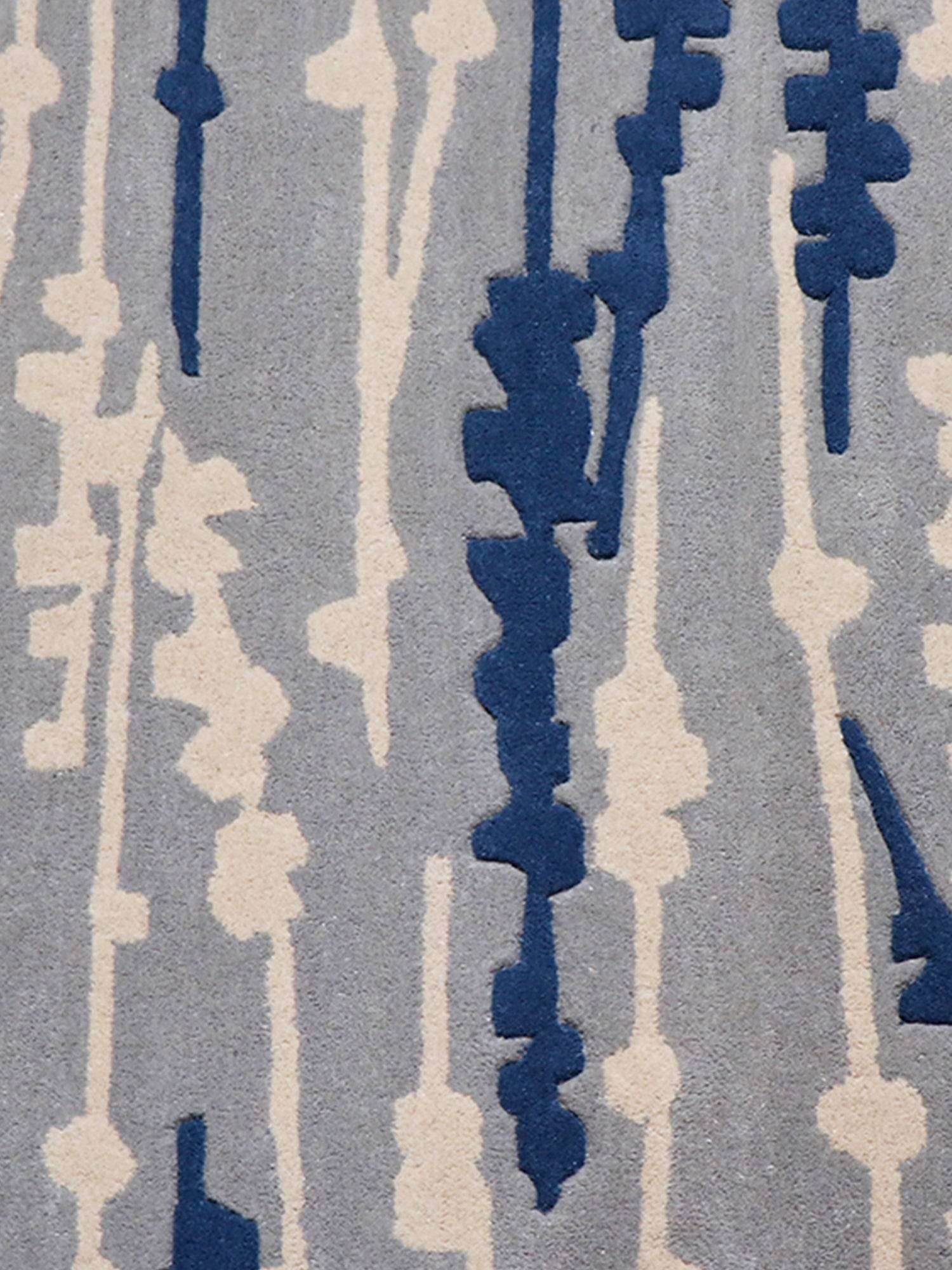 Carpet Hand Tufted 100% Woollen Grey Floral Bud Shadow - 4ft X 6ft